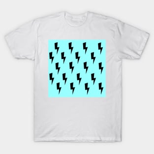 Lightning Bolts- Black on Teal T-Shirt